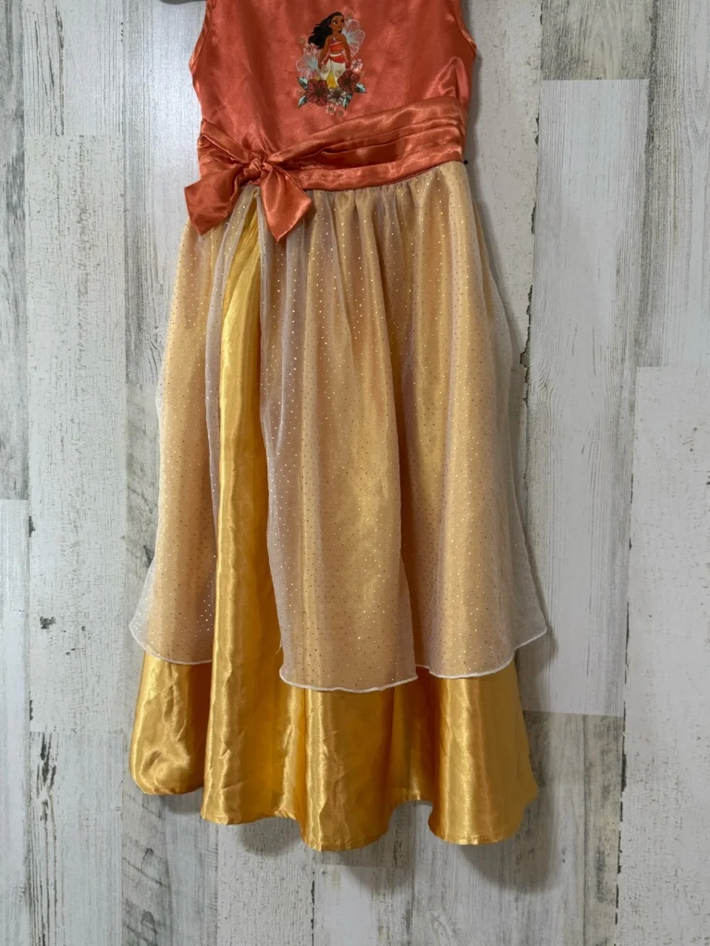 Moana Inspired Costume Dress Gold Orange Satin - Picture 9 of 15
